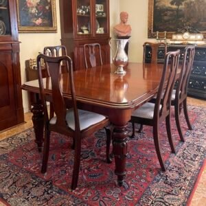 Tavolo da pranzo in piuma di mogano allungabile - L max 248 cm