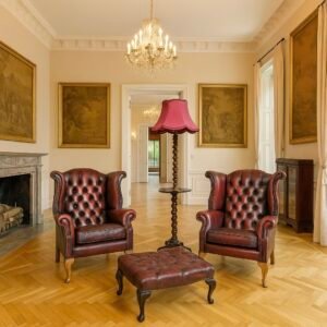 Poltrone Chestefield (coppia) in pelle rossa