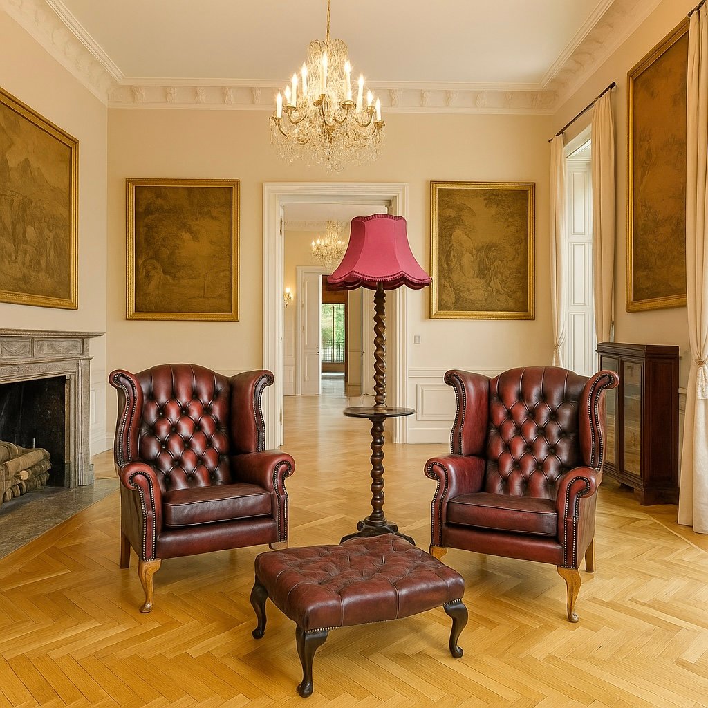 Poltrone Chestefield (coppia) in pelle rossa