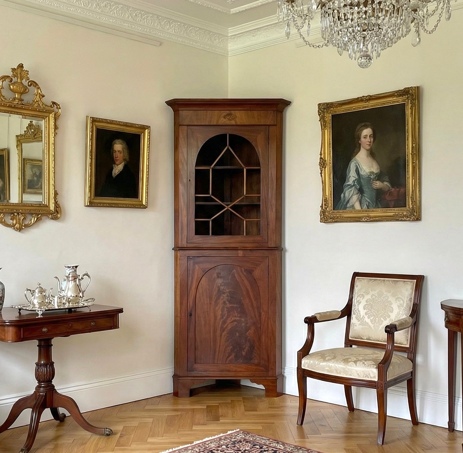 Angoliera in piuma di mogano - H 190 cm