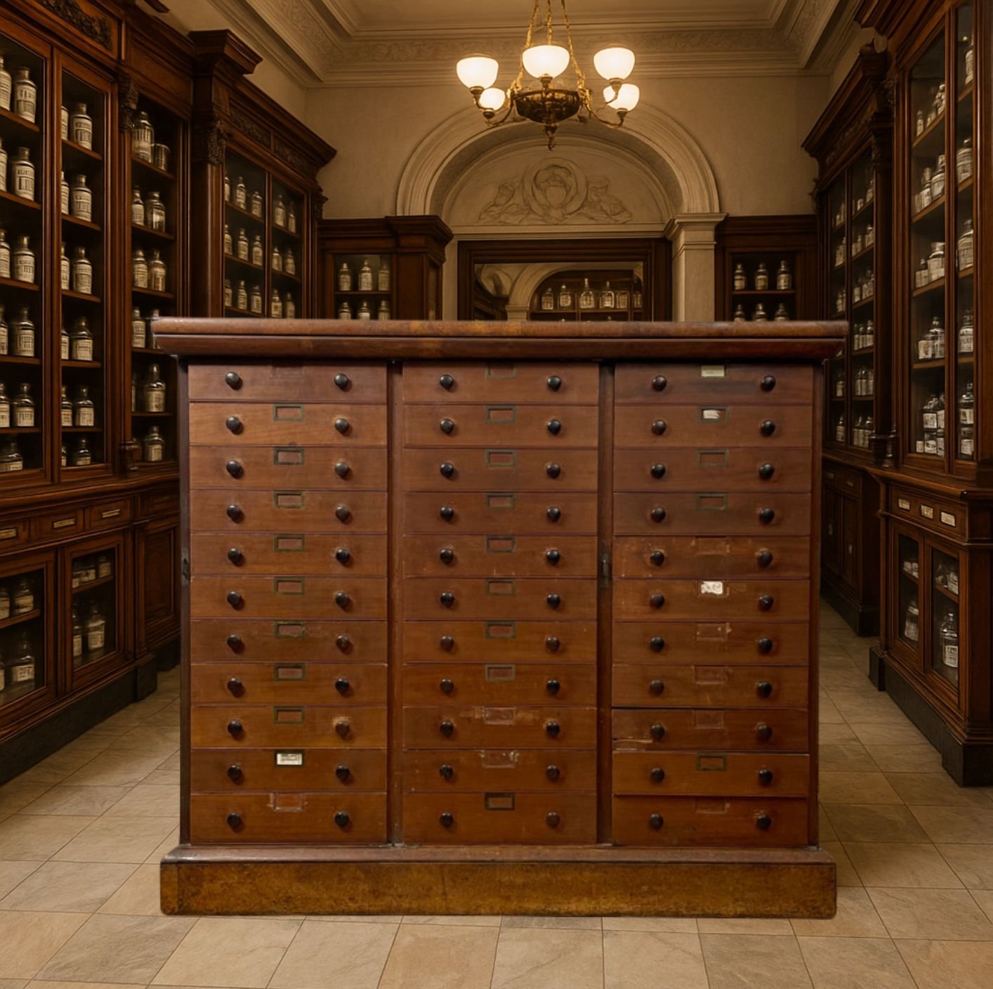 Cassettiera da farmacia con 33 cassetti - 1860 c.