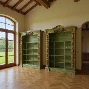 Librerie dipinte e scolpite (coppia) - H 256 cm
