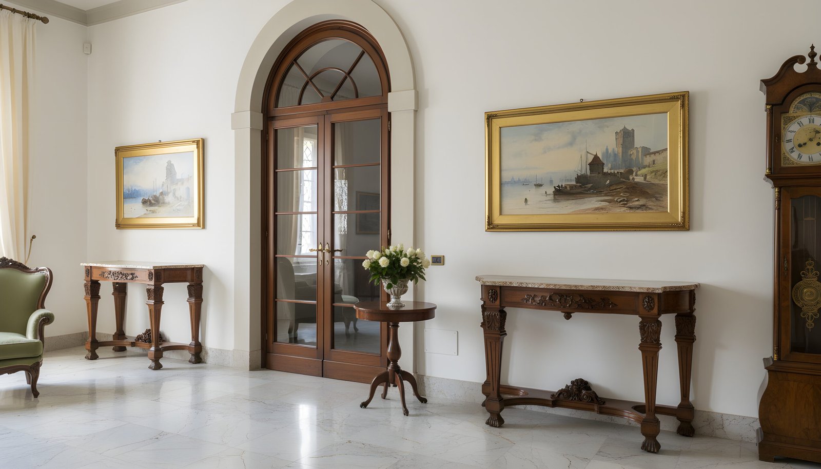 Coppia di vedute portuali, Scuola Continentale (XIX secolo) - 68,5x119,5 cm