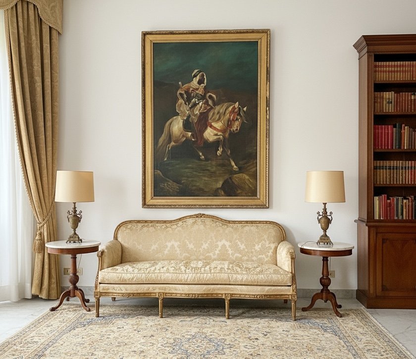 Olio su tela con cornice originale - 172x122,5 cm