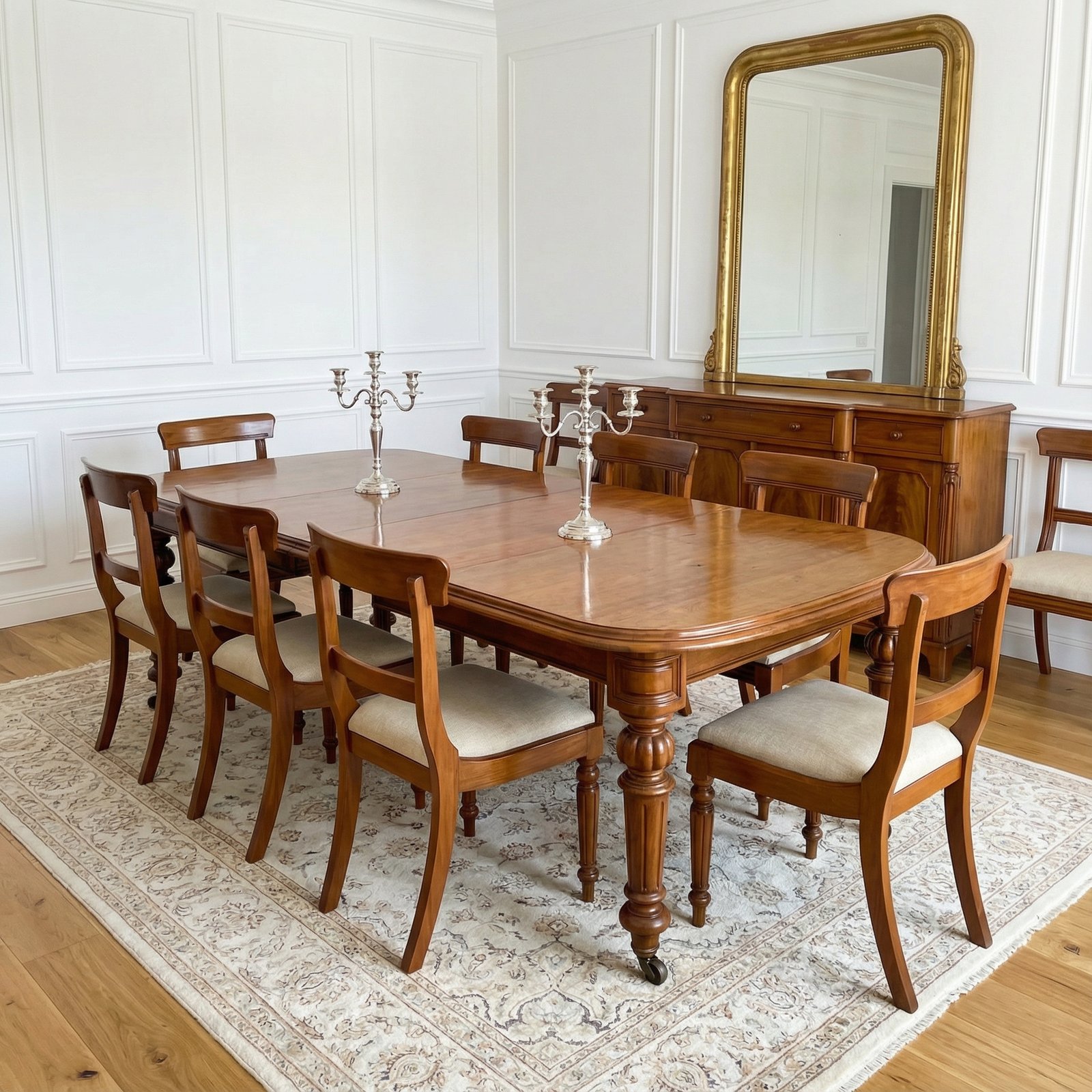 Tavolo da pranzo mogano 2 allunghe - L max 234 cm