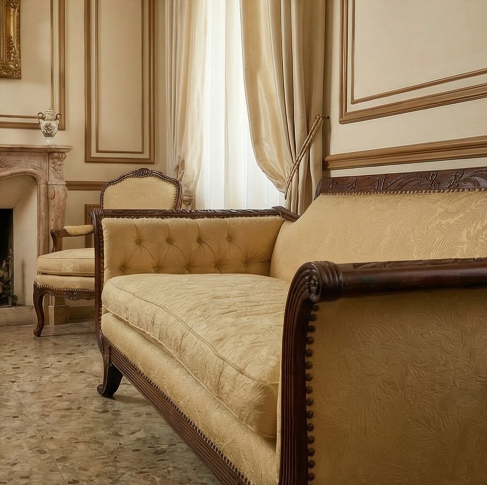 Divano in tessuto e mogano - 1880 c. - immagine 2