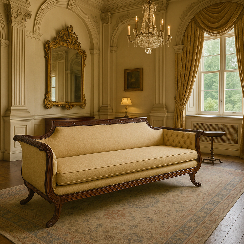 Divano in tessuto e mogano - 1880 c.