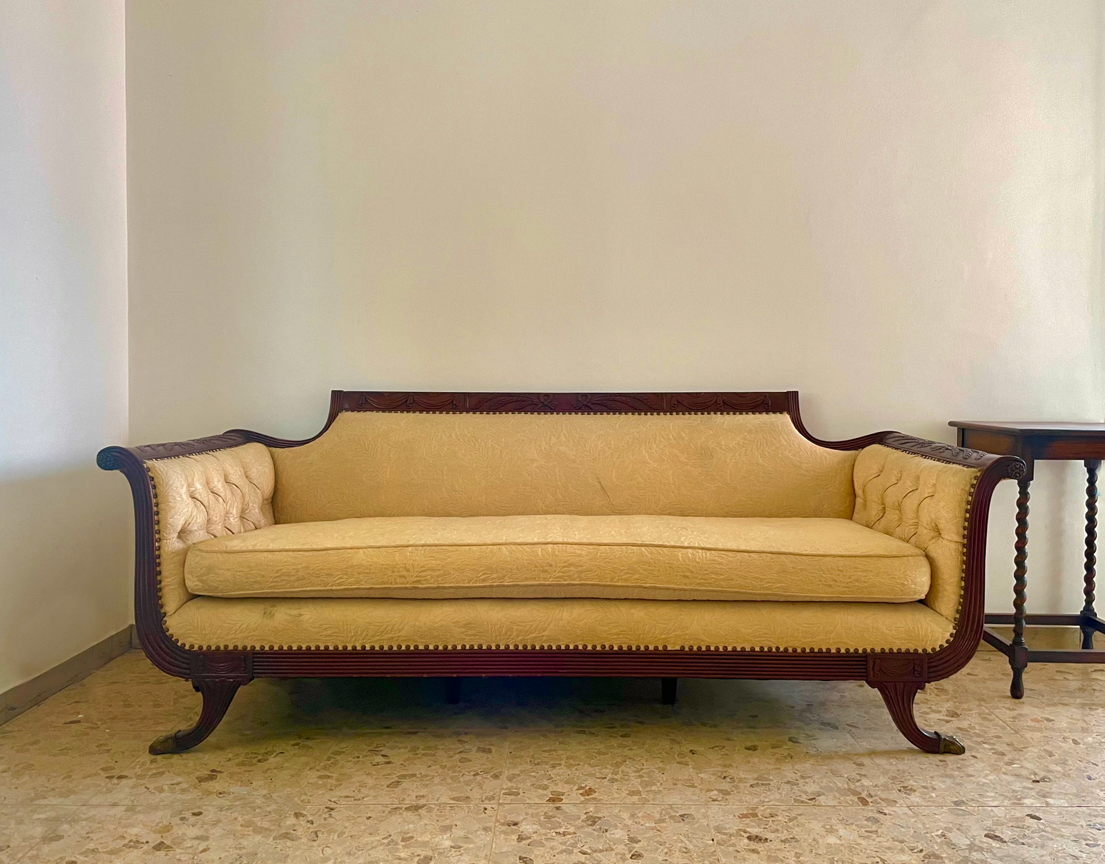 Divano in tessuto e mogano - 1880 c. - immagine 2