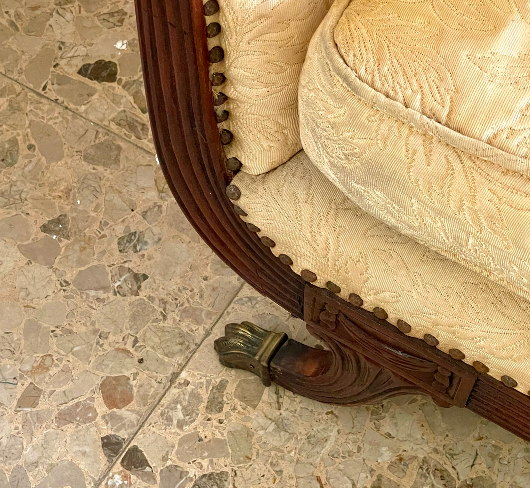 Divano in tessuto e mogano - 1880 c. - immagine 5