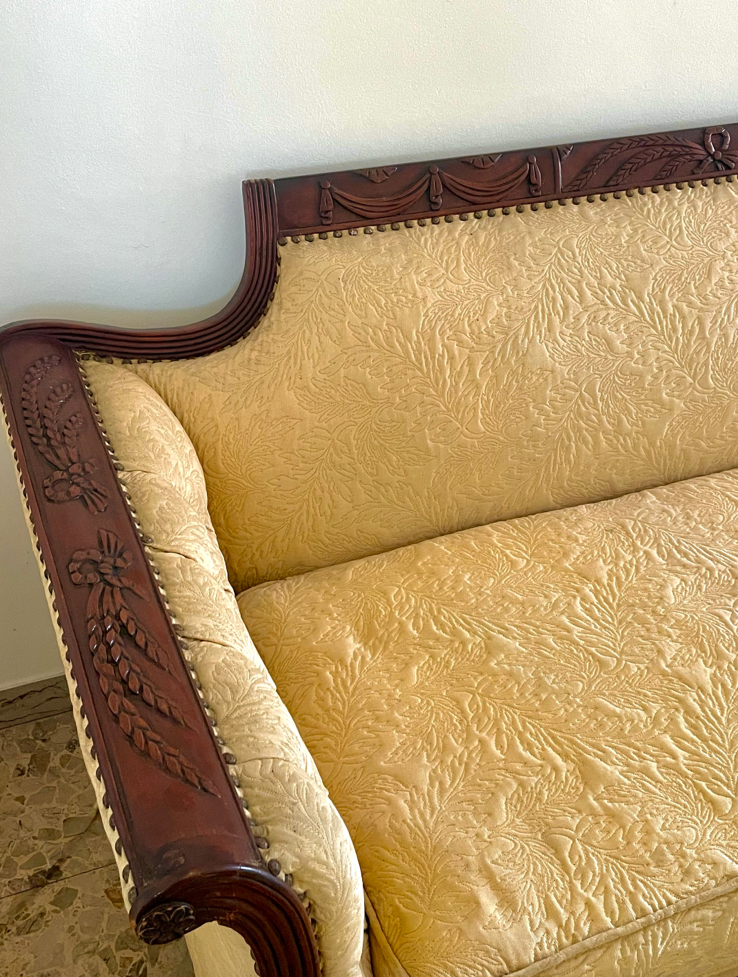 Divano in tessuto e mogano - 1880 c. - immagine 6