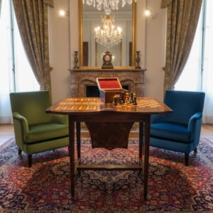 Tavolo da gioco con scacchiera - L 64 cm